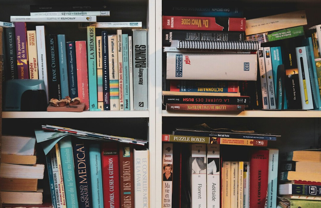 Library shelves full of reference books
